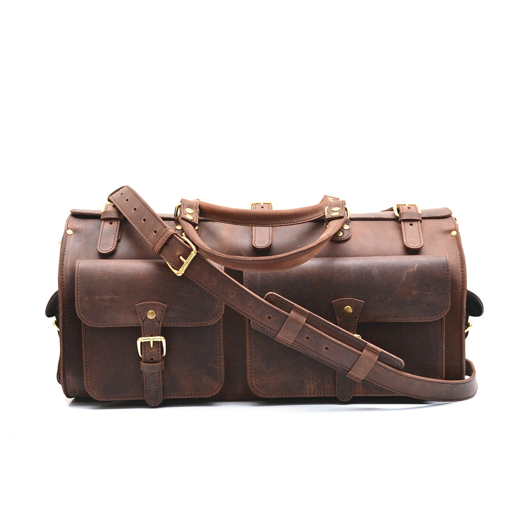 Vintage leather duffle bag