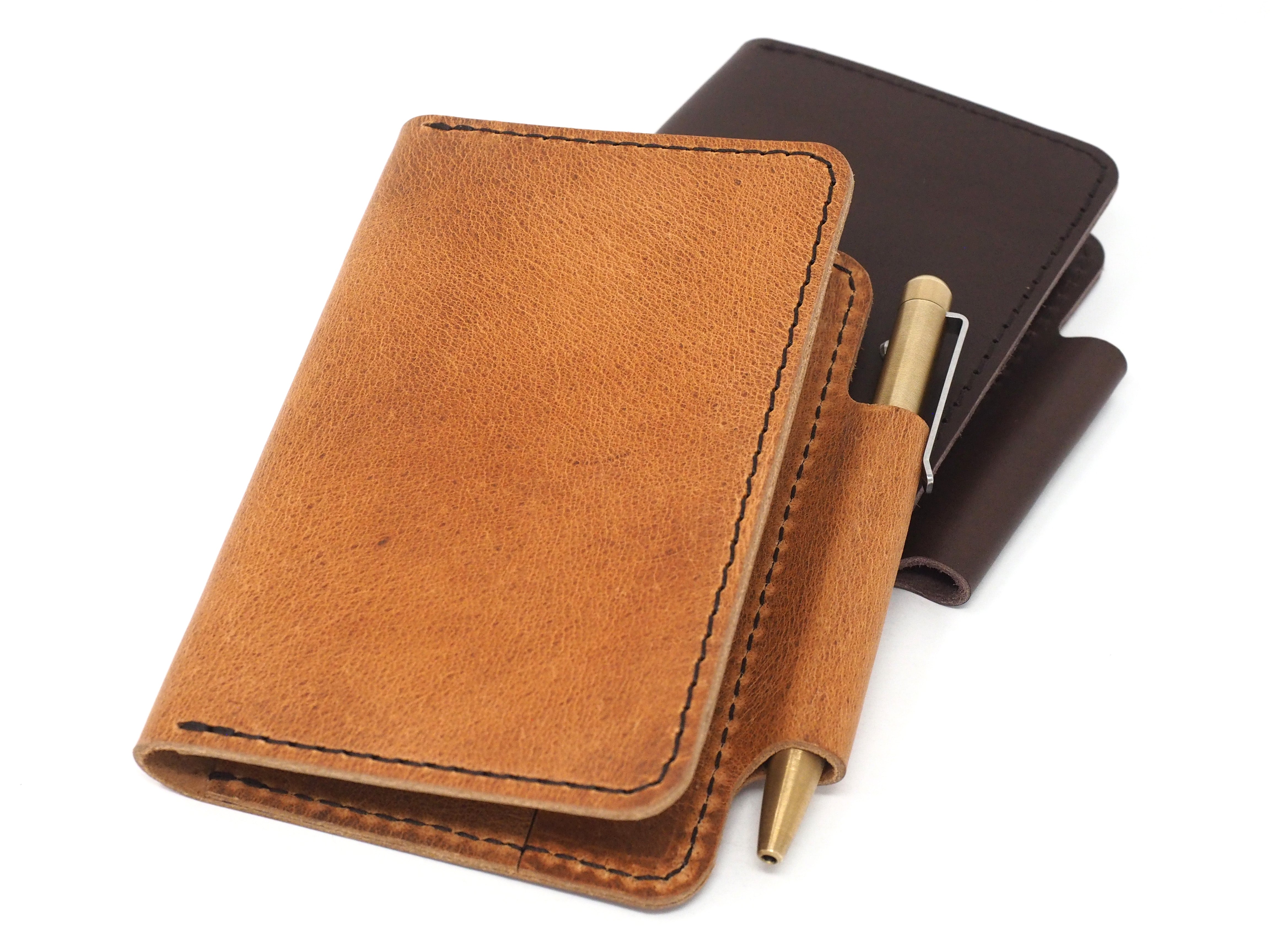 Leather Passport Holder / Field Notes Cover Tobacco Snakebite Brown