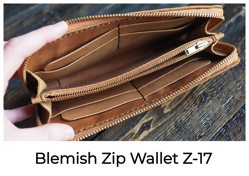 Leather Zip Wallet - Rustic Leather Check & Cash Wallet with Coin