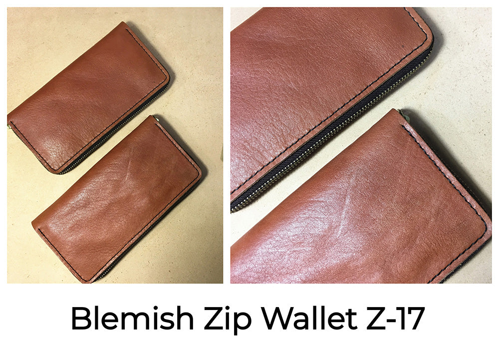 Leather Zip Wallet - Rustic Leather Check & Cash Wallet with Coin