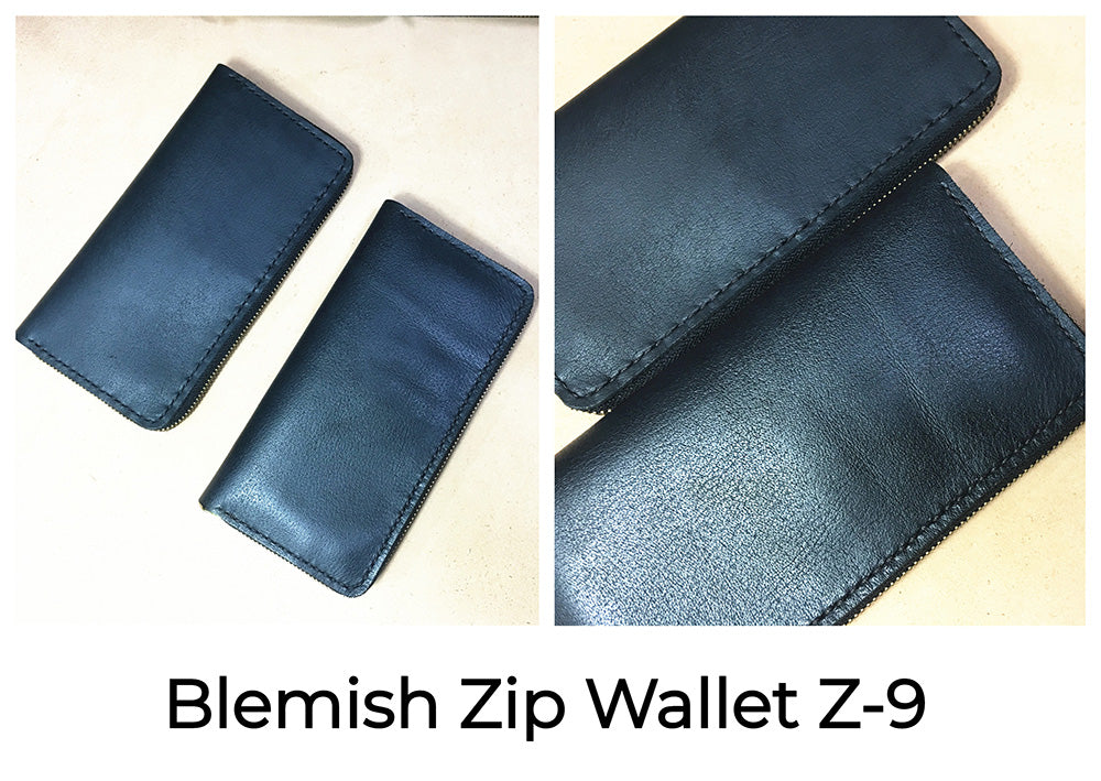 Leather Zip Wallet - Rustic Leather Check & Cash Wallet with Coin